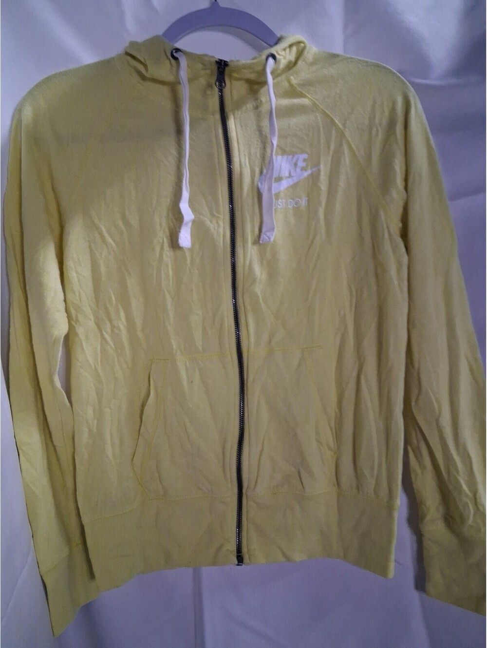 Nike Womens Small Full Zip Hoodie Yellow Swoosh Logo Just Do It Cotton 02